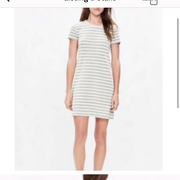 MADEWELL Dress Cotton Striped Short Sleeve Button Back Mini Size Large - Picture 1 of 7